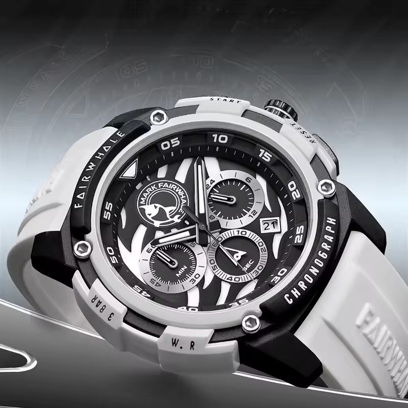ساعة مارك فيروهيل الأنيقة للرجال - ساعة كوارتز مضيئة مقاومة للماء بحزام من السيليكون، كرونوغراف، عرض التاريخ وتصميم رياضي للارتداء الرسمي وغير الرسمي