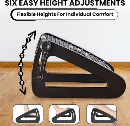 Ergonomic Adjustable Foot Rest for Office & Home – Under Desk Foot Stool with Massage Roller