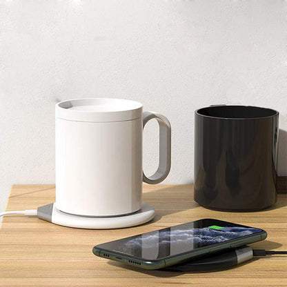 Smart Electric USB Coffee Mug with Ceramic Cup Warmer & Wireless Charger