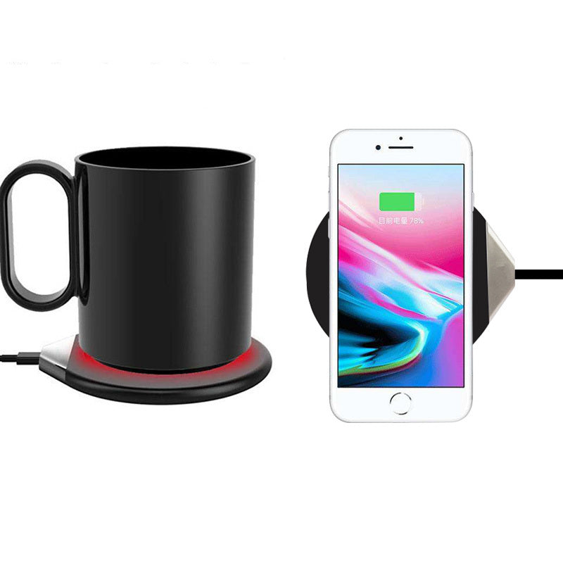 Smart Electric USB Coffee Mug with Ceramic Cup Warmer & Wireless Charger