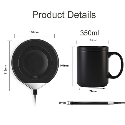 Smart Electric USB Coffee Mug with Ceramic Cup Warmer & Wireless Charger