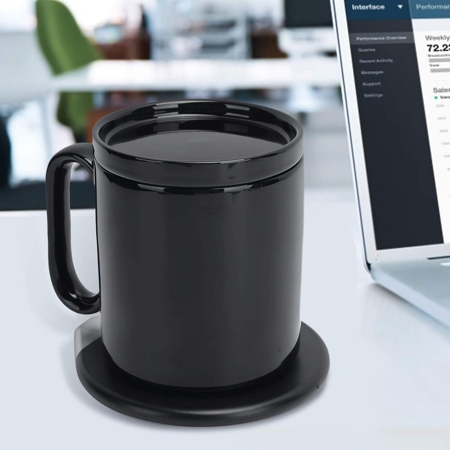 Smart Electric USB Coffee Mug with Ceramic Cup Warmer & Wireless Charger
