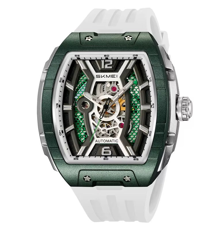 Geek Out in Style: Transparent Dial, Bold Statement! Automatic Mechanical Watch with Silicone Strap